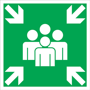 Assembly point pictogram, Alu Dibond